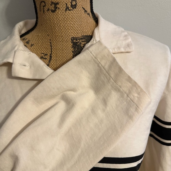 Zara Cropped Long Sleeve Black And White Strip Collar Shirt M - Picture 4 of 7